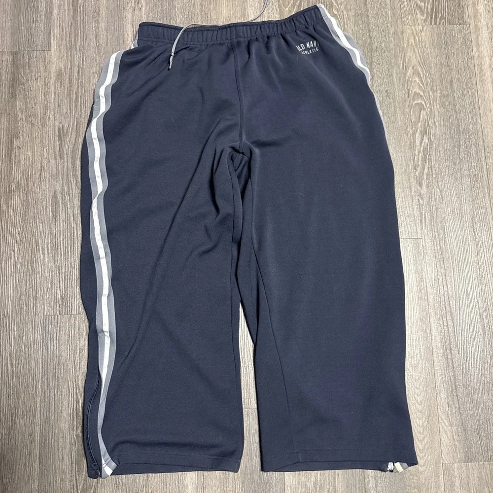 Vintage Y2K Baggy‎ Old Navy 84 Track Sweatpants L Heavy Cotton Navy Striped